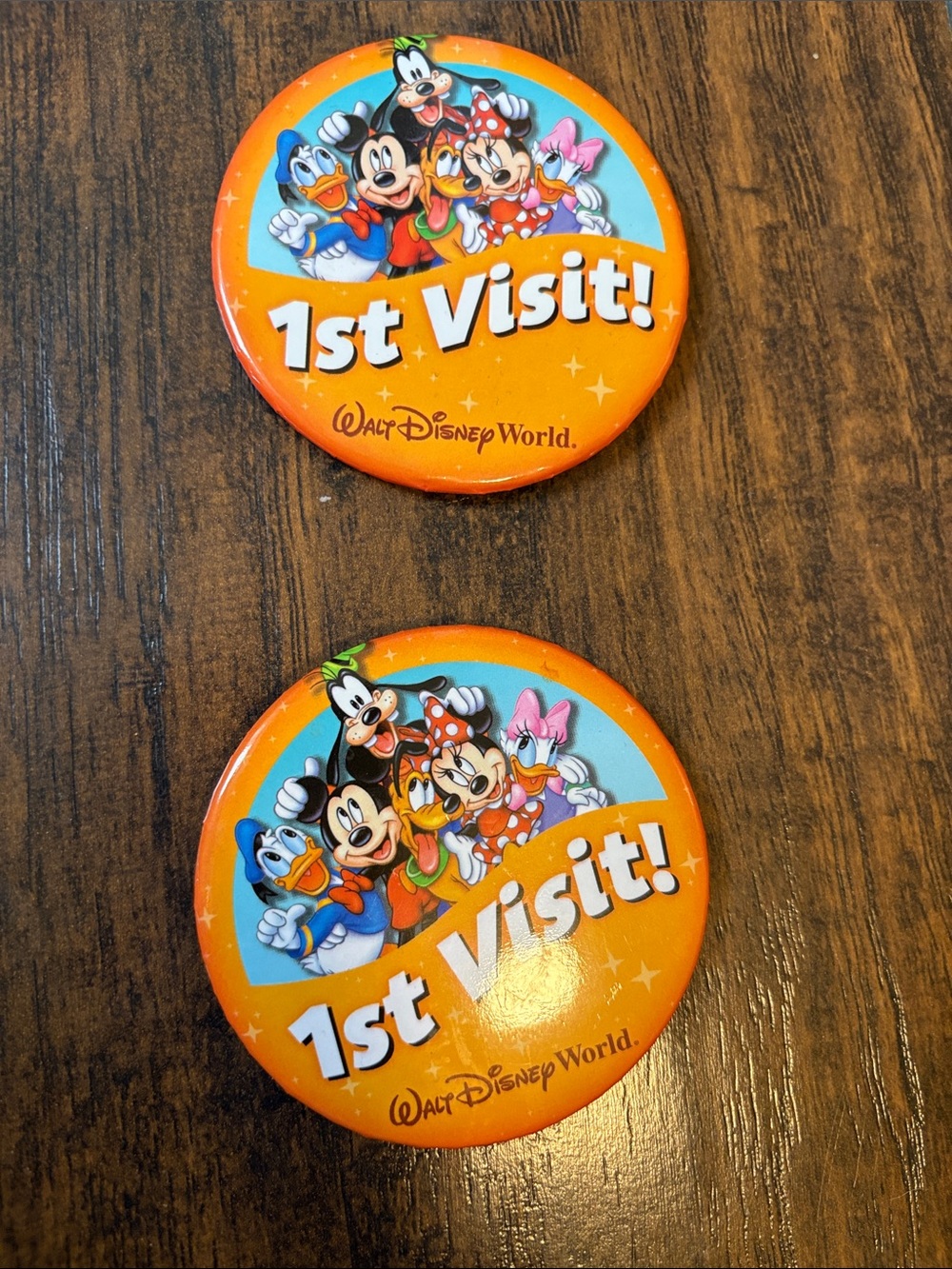 Walt DisneyWorld  1st Visit! Character Celebration Button Pin set of 2